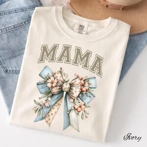 Mothers Day Shirt, Mama Bow Shirt, Coquette Mama Shirt, Floral Bow Tee